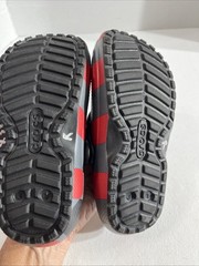 Crocs Classic Lined Red Gray Black Plaid Clog Sz J1