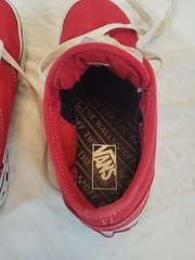 Red Vans With Checked Sole Youth Size 3 EU Size 34