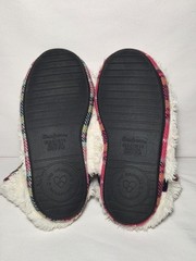 Dearfoams Kids‘ Memory Foam Bootie Slippers Cream Color With Plaid Trim Size 2-3