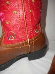 Smoky Mountain Austin Lights Youth size 7 Cowboy Boots Red w Wings Floral Peace