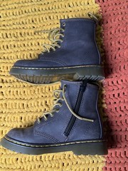 Dr. Martens Boots 1460 J Brown Leather Combat Lace Up Side Zip Kids Toddler 11