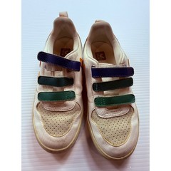 Veja V-10 Multi-Color Leather Strap Sneakers White Orange Green Kids Size 4