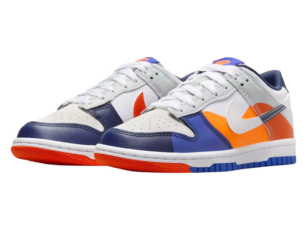 New Nike Kids Grade School (GS) Dunk Low Upside Down Blue Orange Red White