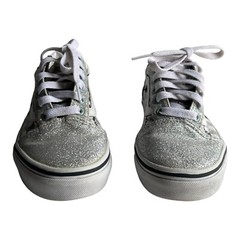 Vans Kids Old School Low Silver Black & White Checkerboard Skate Shoes Size 2