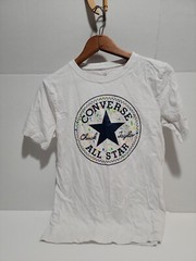 Youth Size Large Converse Chuck Taylor WHITE T-Shirt with paint splatter
