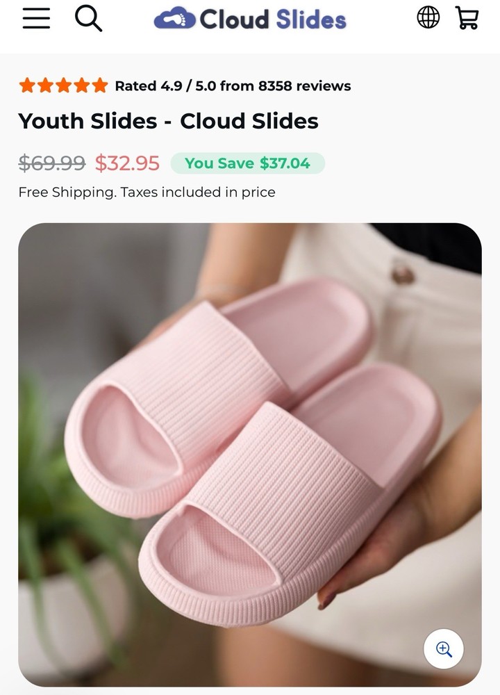 Youth Pink Orthopedic Cloud Slides Sized As 26-27 (kids Size 10) 8-10yo NWOT