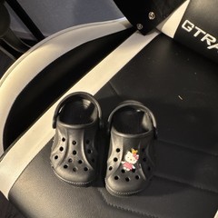 Crocs Hello Kitty black clog C6 unisex kids casual rubber slip on shoes
