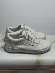 Vans White Glitter Old Skool Off The Wall Skater Shoes Sneakers Girl’s Sz 1.5
