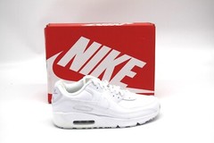 BIG KIDS NIKE AIR MAX 90 LEATHER (GS) CD6864-100 TRIPLE WHITE SNEAKER