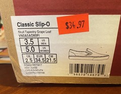 NEW WITH TAG VANS „OFF THE WALL“ GREY SKULLS SLIP ONS CHILD 3.5 WOMEN 5