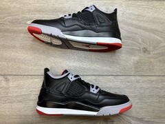 Nike Air Jordan 4 Retro Mid Bred Reimagined GS Black Red White BQ7669-006 Sz 1Y