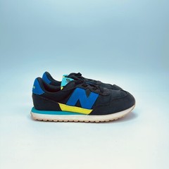 New Balance 237 Bungee Black Marine Blue Athletic Shoe Sneaker 1460 Youth Size 2