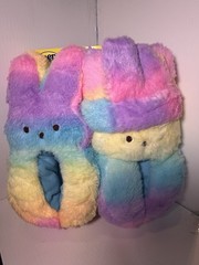 Tie-Dye Peeps Easter Bunny Slippers & Headband Set Girls Size M (13-1 Fluffy