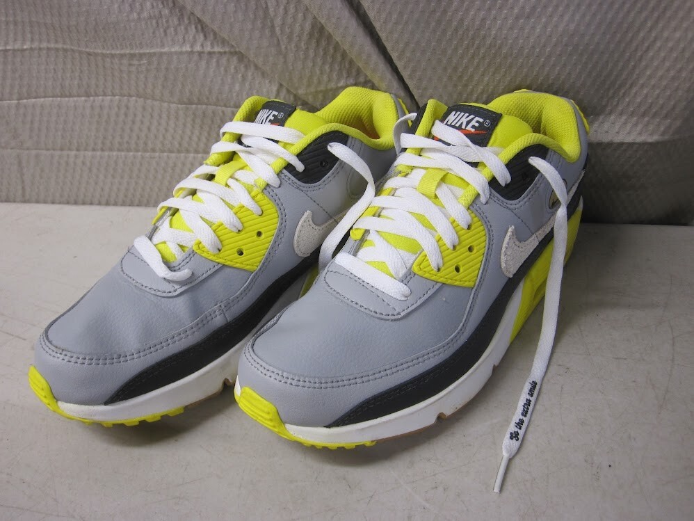 Nike Youth Air Max 90 LTR Wolf Gray Anthracite Yellow Kid’s 6.5Y – Display Model
