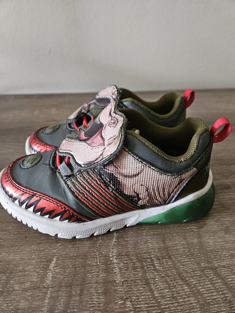 Jurassic World Light-Up Dinosaur Hook & Loop Athletic Shoes US Childrens Size 10