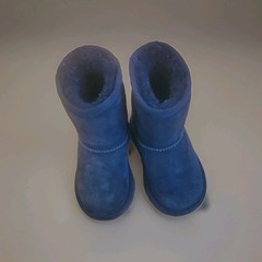 UGG Black Suede Shearling Unisex Kids Bootie Flat Pull On Casual Ankle Boots