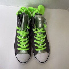 Converse Chuck Taylor All Star Hi Top Sneakers Youth 4 Gray Neon Green Shoes