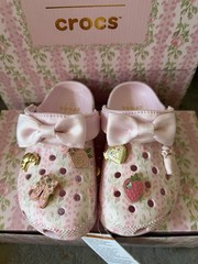 with box LoveShackFancy X Crocs Kids Girl Size 4 J4 36 37 Clogs Pink Mi G2U