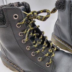 Dr. Martens Leather Lace Up Combat Boots Size Boys 3 Girls 4 Borg Fleece AW004