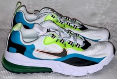 NIKE Air Max 270 React White Aqua Green Running Training Shoes Boys Girls Sz 6.5