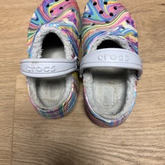 Crocs Kids J1 Classic Lined Clogs Rainbow Swirl Fleece Lined Shoes Youth 1
