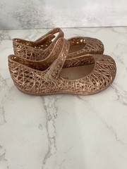 Mini Melissa +Campana Zig Zag Jelly Flats Little Girl Toddler sz 8 Rose Gold