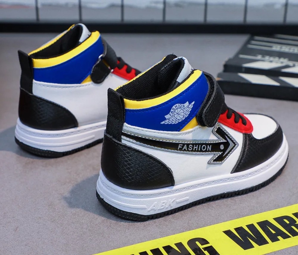 wholesale leather high top designer sneaker children school walking shoes boys