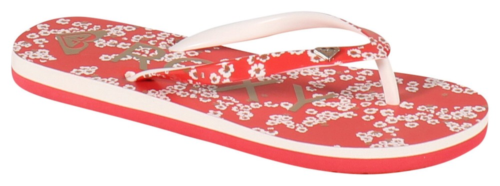 Roxy Girl’s Pebbles Sandal – Red / White Flowers – New