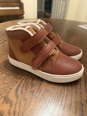 UGG Kids Brown Leather Suede Hook & Loop UGGPLUSH Lined Sneakers US Size 2