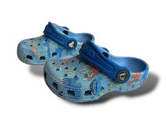 Crocs Classic Pool Party Clogs Kids Size C6 Blue Sea Creature Pattern