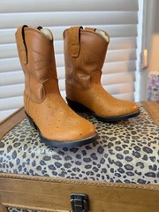 OLD WEST OSTRICH LEATHER & LEATHER, SZ 7, UNISEX FOR A LITTLE ONE, NEW W/OUT B0X