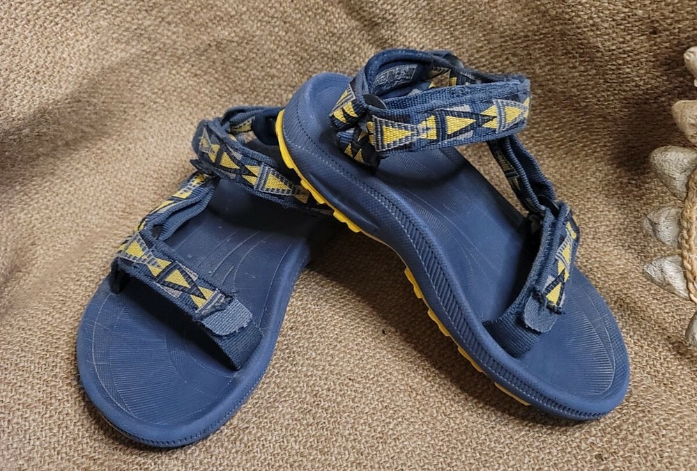Teva Hurricane Youth Size 2 Read Sport Lightweight Sandals Blue/Yellow Tribal~☆~