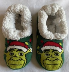 DreamWorks Shrek Christmas Holiday Boys Girls Kids Faux Fur Slippers Size 11-1