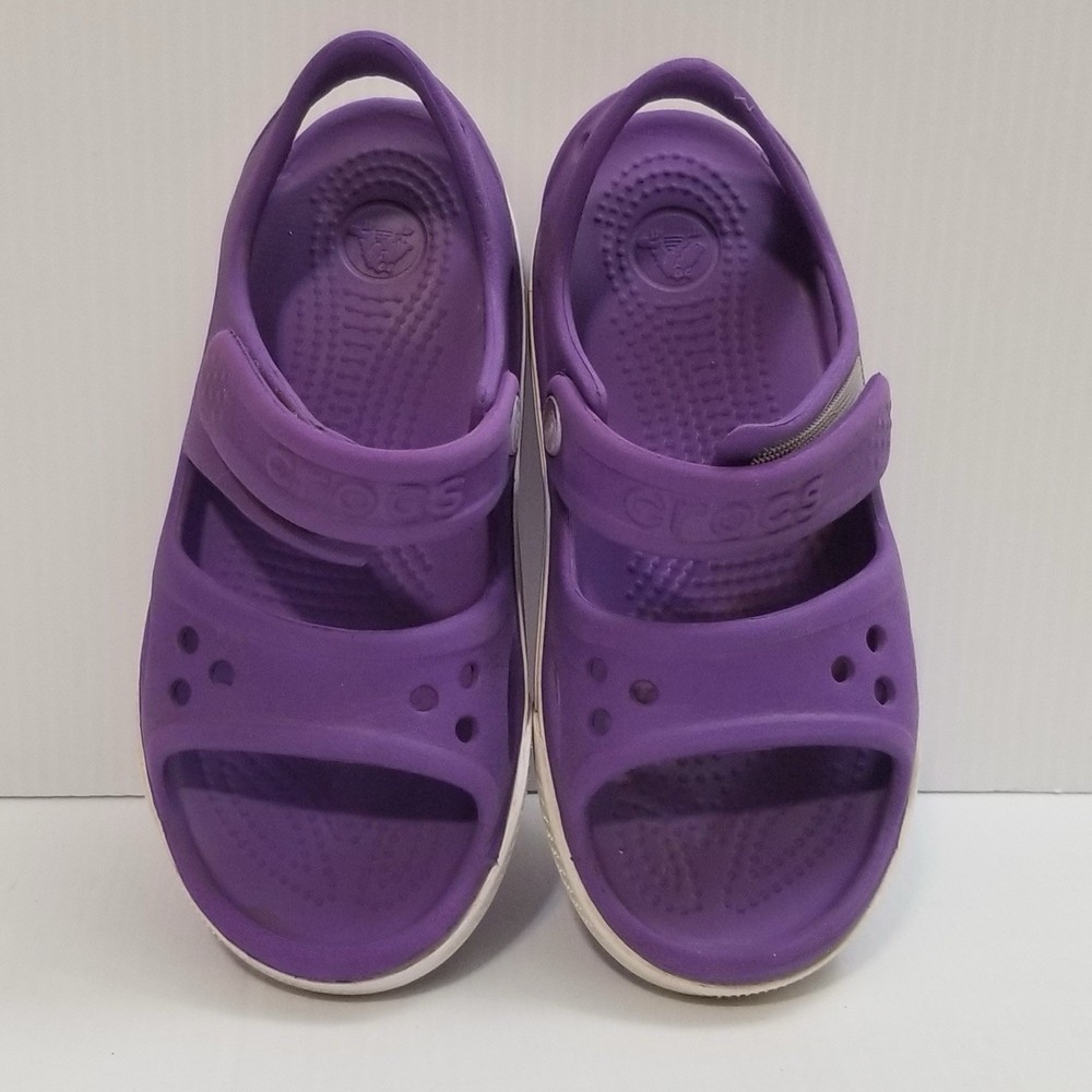 Crocs 14854 Crocband II Purple White Strappy Open Toe Sandals Youth Toddler 11 C