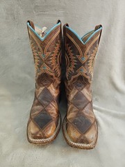 Horsepower Crazy Train Patchwork Square Toe Western Boot by Anderson Bean Y Sz 2