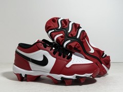 Nike Jordan 1 Low Youth Cleat White Black Gym Red HF6885 106 Size 3.5Y