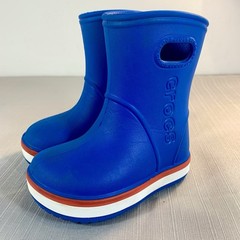 Crocs Kids Handle It Rain Boots Sz C6 Blue Red White Children Pull On Rain Boots