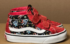 Vans Sk8-Mid Reissue V Kids 10.5 Robot Print Red Black Shoes Pre-Owned