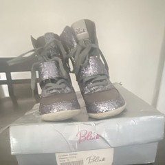 Blinq Anslee Glitter Wedge High-Top Sneakers Gray/Silver Unisex Kids US 9