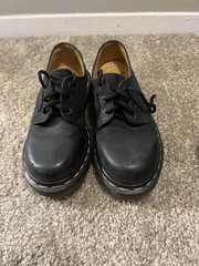 Vintage Dr Martens Original Made In England Leather Black Shoes Kids US 1