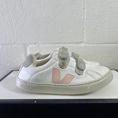 Veja Esplar Pink White Leather Double Strap Little Girls Size 2 US/1.5 UK