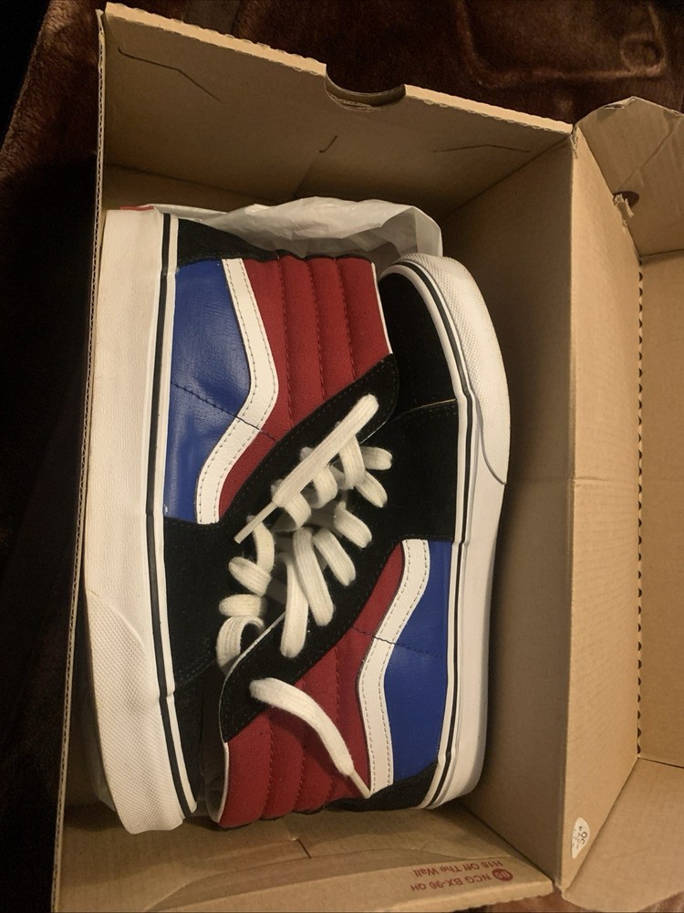 Vans Junior Size 5.0 Sk8-Hi Canvas Suede – Red White Blue Black READ DESCRIPTION