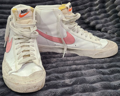Nike Blazer ’77 High-Top Sneakers White/Pink Leather Lace-Up US 7 Rubber Sole