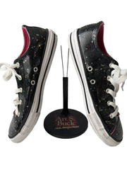 Black Converse AllStars kids size 4 Moon and Stars Glitter Accents