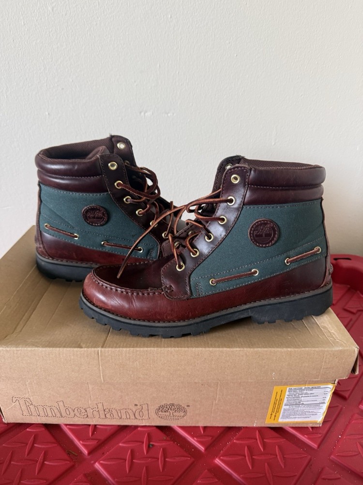 Timberland Field Boot Brown/Green Ankle Leather Lace-Up Kids US 7 3391R