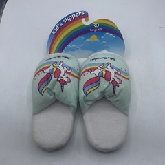 Unicorn Slippers Size Large 4-5 Royal Deluxe 100% Polyester Kid’s Rainbow