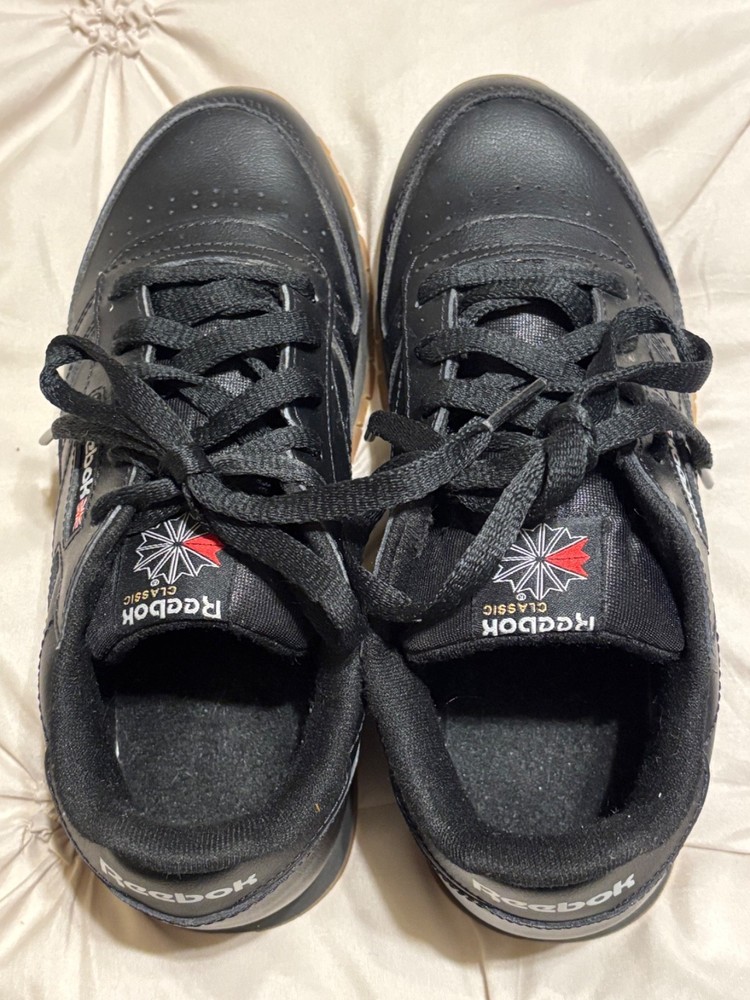 Reebok Classic Leather Black/Gum Shoes Sneakers Kids Size 2.5 New No Box