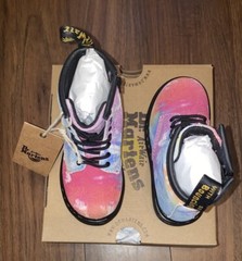 Dr Martens Junior 1460 T Multi Tie Dye Lace and Zip Boots for Kids Size US 8