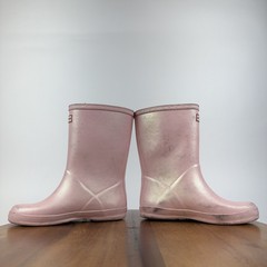 Big Kids Hunter First Classic Pink Pull On Tall Outdoor Rain Boots Size 1 Y GUC