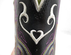 Justin Black Leather Square Toe Pull On Boots Kids Youth Style 2554 JR Sz 5.5 D